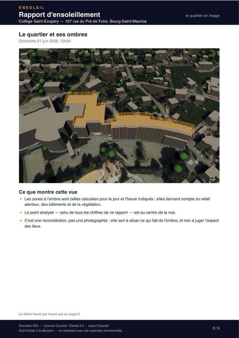 Page 2 du rapport : Le quartier et ses ombres.